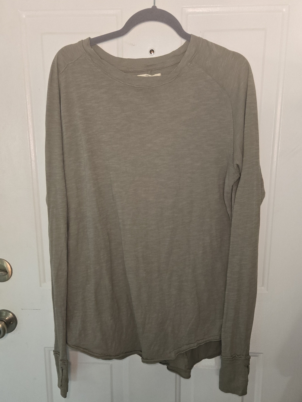 Free People Lightweight Long-Sleeve Crewneck Shirt - Sage Green